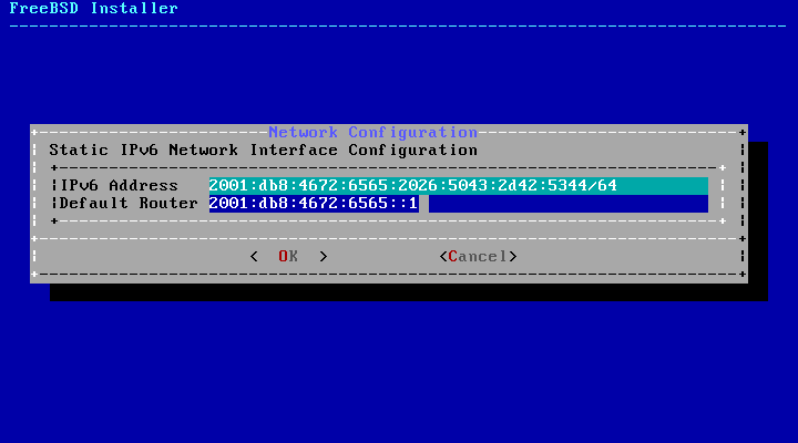 bsdinstall configure network interface ipv6 static