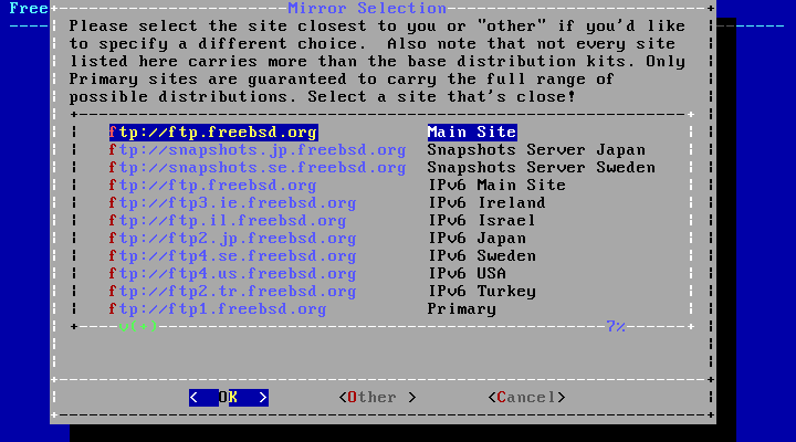 bsdinstall netinstall mirrorselect