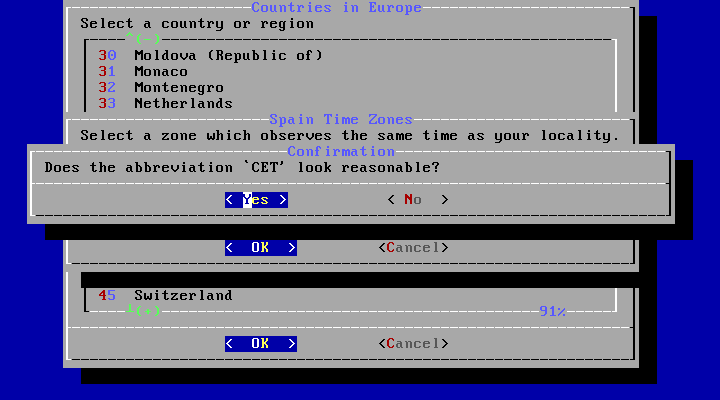 bsdinstall timezone confirm
