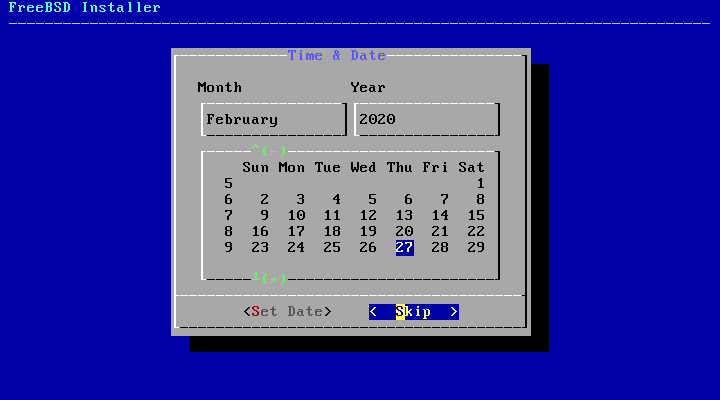 bsdinstall timezone date