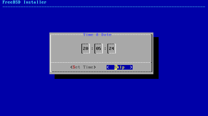 bsdinstall timezone time